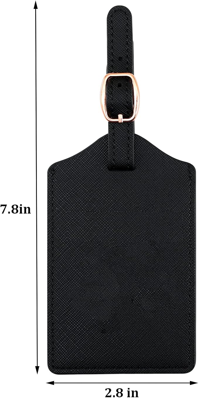 Luggage Tags in PU Leather: Set of 2 for Handbags, Bags & Suitcases - with Name Card & Privacy Cover
