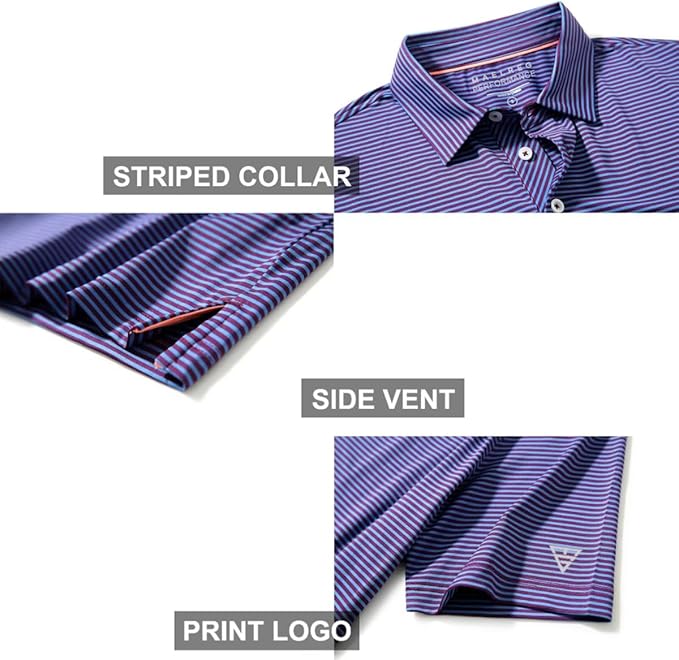 Golf Shirts for Men Dry Fit Short Sleeve Print Performance Moisture Wicking Polo Shirt