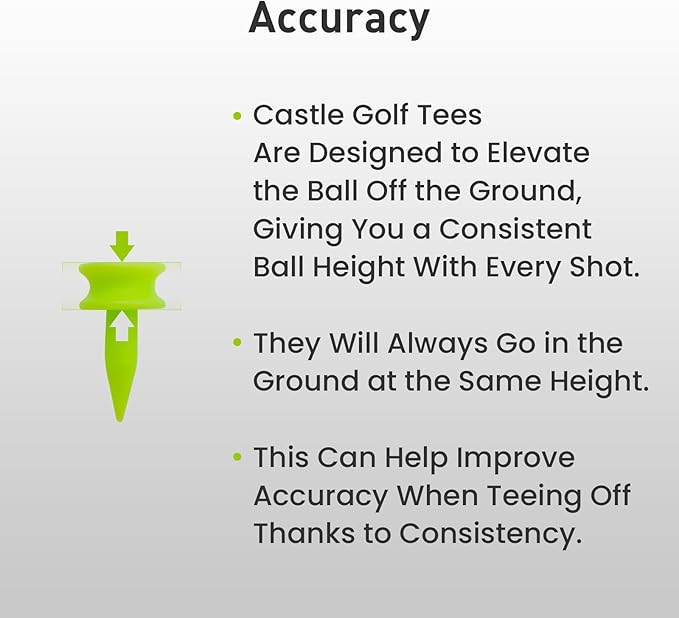 Plastic Golf Castle Tees Step Down Value 200 Count, Unbreakable Mixed or Same Height 1, 1 1/4, 2 3/4, 2 1/4, 2, 1 3/4, 1 1/2 Inch Length Colorful Pack for Practice