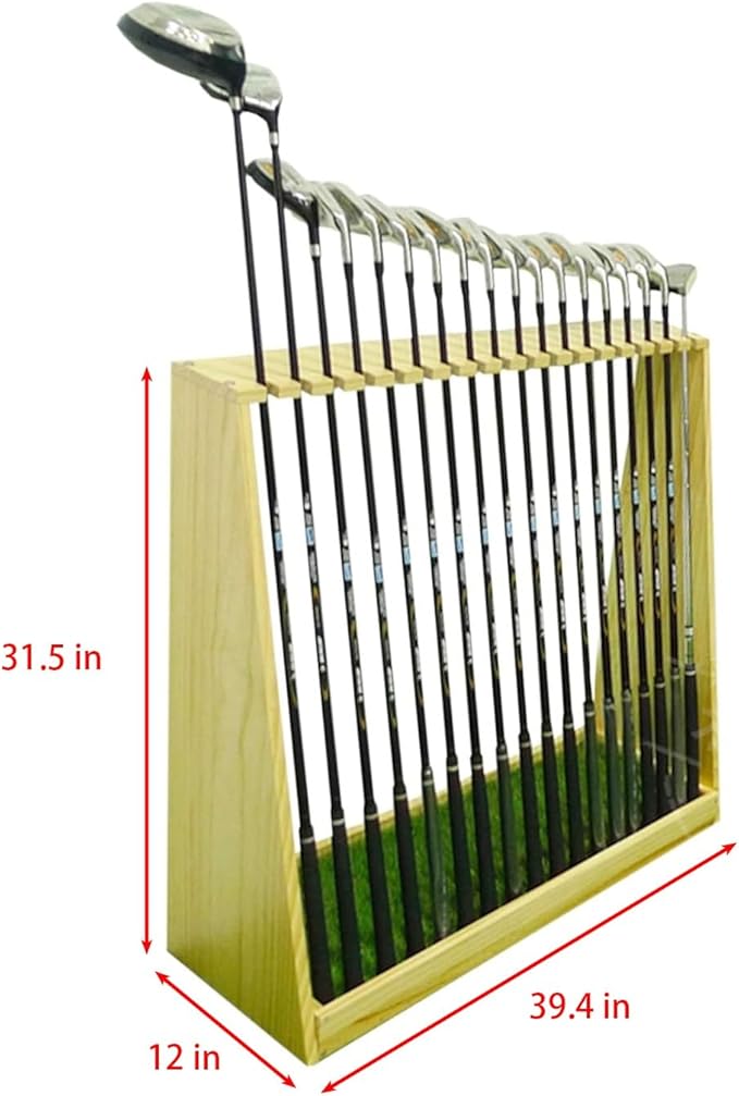 Aimery Golf Club Rack,Putter Rack,18-Clubs Display Stand for Golf Club, Billiard Cues & Fishing Rod,Wooden Golf Club Holder for Garage & Simulator Room (Color : A)