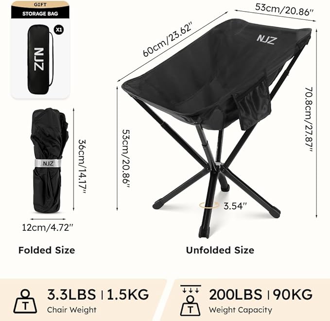 Lightweight Folding Camping Chair — Compact & Portable Design, Easy Setup Collapsible Chair for Hiking, Beach, Camping & Outdoor Relaxation