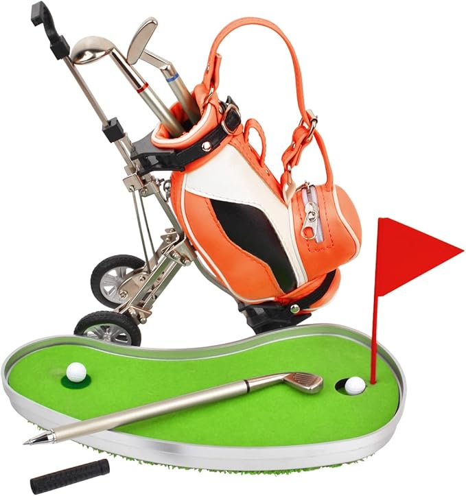 Dual-Purpose Creative Golf Pen Holder With 3 Club Pens - Office Desk Decoration, Souvenir Birthday Gift for Golfer Fans, Women and Men