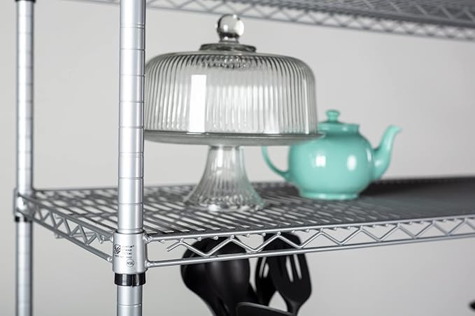 Omega Shelving Storage | 2 Tier Starter Shelving Unit 30" Deep x 36" Wide x 36" High - 800 lb Weight Capacity per Shelf, Adjustable Wire Shelving, Tool-Free Assembly |Grey Shelving