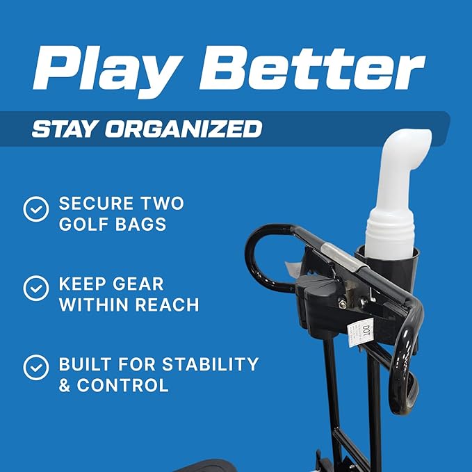 Evolution Golf Bag Holder Attachment with Sand Bottle Kit - Fits Golf Carts 4 & 6 Passenger Model - Durable Golf Cart Bag Carrier with Easy Installation, Secure Fit & Weather Resistant Design | Black