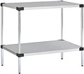 Omega Solid Stainless Steel Shelves, 14" Deep x 48" Wide x 34" High 2 Tier Heavy Duty Solid Shelving Unit for Kitchen Garage Office Restaurant Warehouse 800-lb Per Shelf Weight Capacity
