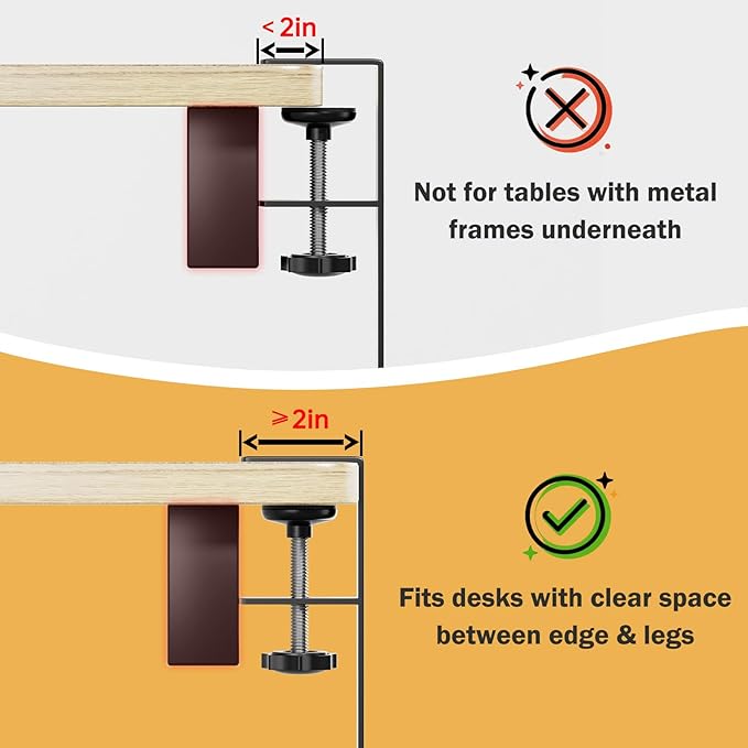 DELAMU 25'' Upgraded Under Desk Cable Management, No Dill Desk Cable Management with F-Clamp, Metal Cable Management Tray to Cord Organizer for Home Office, 1 Pack, Black