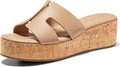 Coutgo Womens Platform Wedge Sandals Open Toe Slip On Slides Cork Heeled Comfortable Shoes