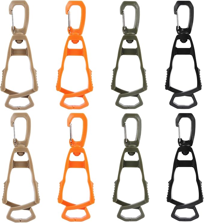 8 Pcs Glove Holder Clip Set, Work Safety Glove Holder Clip, Heavy-Duty Grip, Rotating Connector, Non-Marking Teeth, Lost-Prevention, for Construction, Warehouse, Landscaping, HVAC, Fishing