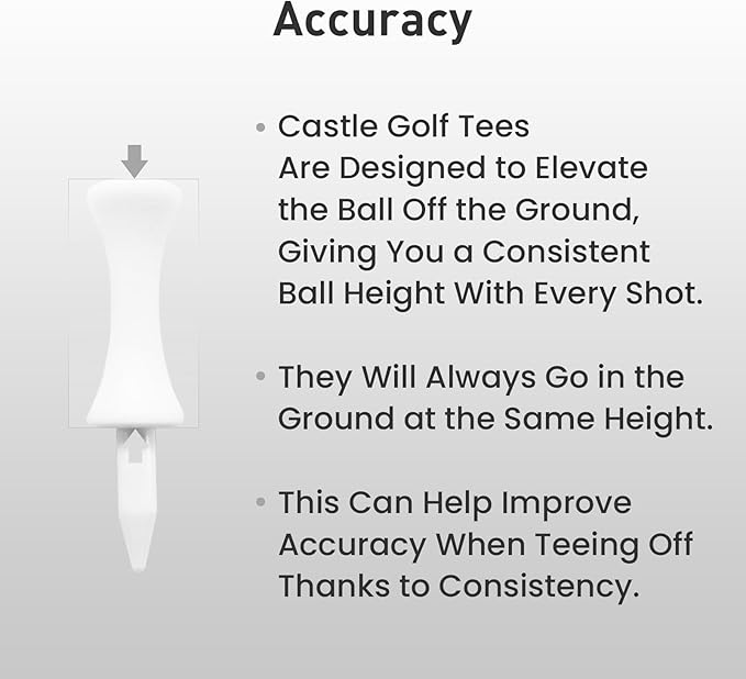 Plastic Golf Castle Tees Step Down Value 200 Count, Unbreakable Mixed or Same Height 1, 1 1/4, 2 3/4, 2 1/4, 2, 1 3/4, 1 1/2 Inch Length Colorful Pack for Practice
