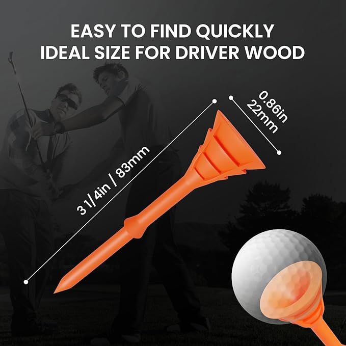 FINGER TEN Unbreakable Golf Tees Plastic 3 1/4 inch Value 50/100 Pack, Low Friction & Low Ball Spin Long Tees to Improve Distance & Accuracy, Durable Tees with Assorted Colors to Practice