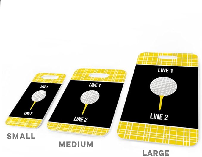 ChalkTallkSPORTS Golf Luggage & Bag Tag | Personalized Team with Golf Ball | Standard Lines on Back | Medium | Yellow/Black