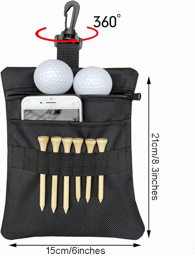 Golf Tee Pouch Bag, Zipper Golf Ball Bag, Accessory Pouch for Men