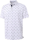M MAELREG Mens Golf Shirt Short Sleeve Dry Fit Print Moisture Wicking Performance Patterns Collared Polo Shirt