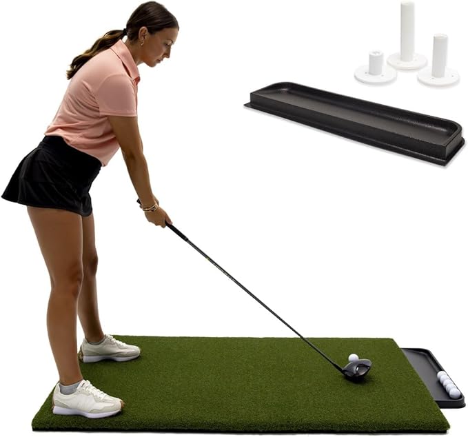 Dura-Pro Premium Turf Indoor/Outdoor Golf Mat. Bonus Tray + 3 Tees