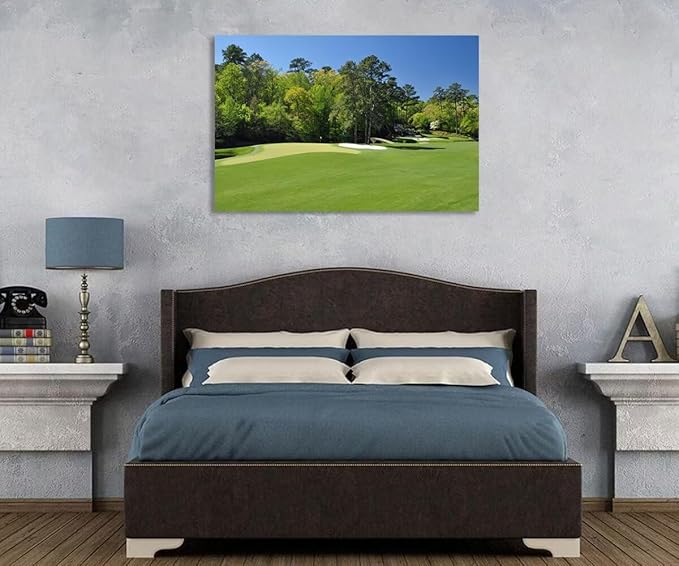 chenchenArt Augusta National Wall Art - Augusta Golf Course Wall Art for Living Room Bedroom Bathroom - Augusta Golf Course Picture Poster Canvas Prints Framed Ready to Hang(28''H x 44''W)