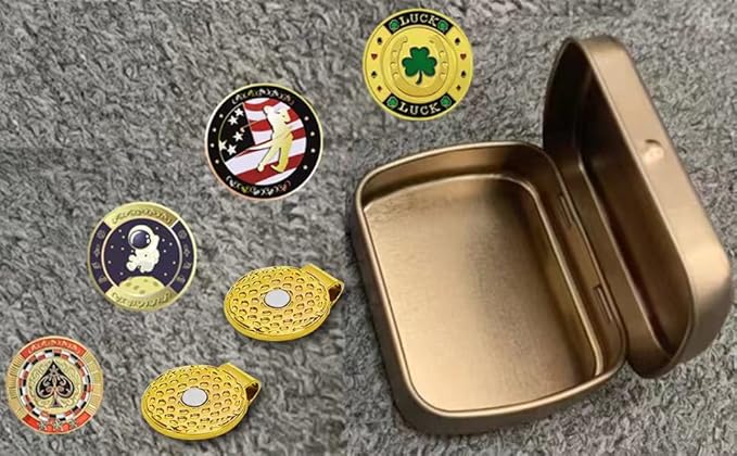 Jebor Golf Ball Markers with Hat Clips and Storage Box Value Sets for Men Women Golfer, Removable Attaches Easily to Golf Cap Premium Gifts Golf Ball Marker hat Clip
