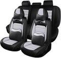 Leather Car Seat Covers for VW Golf SportWagen 2015-2019,Waterproof Soft Seat Covers,Interior Accessories Seat Covers Protector Airbag Compatible(5pcs Black&Gray Luxury)