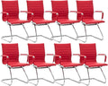 CIMOTA Waiting Room Chairs Leather Office Guest Chair Mid Back Reception Chairs with Sled Base for Meeting/Patient/Conference Room, Red Set of 8