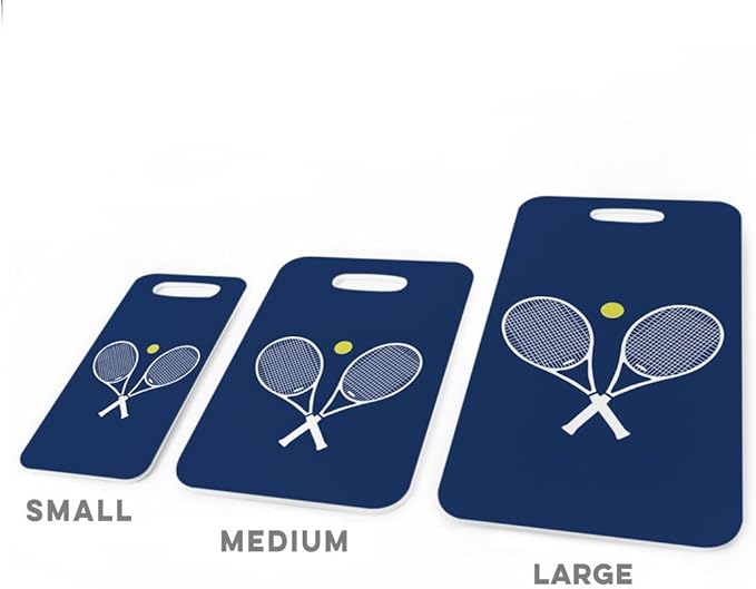 ChalkTalkSPORTS Tennis Luggage & Bag Tag | Crossed Tennis Rackets | Custom Info on Back | Small | Navy