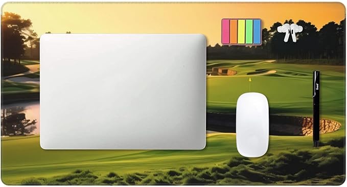 Large Extended Gaming Mouse Pad 75 X 40 Cm Non-Slip Rubber Base, Fun Golf Course Print Desk Mat for Keyboard & Mouse, Office/Gaming Computer Accessories