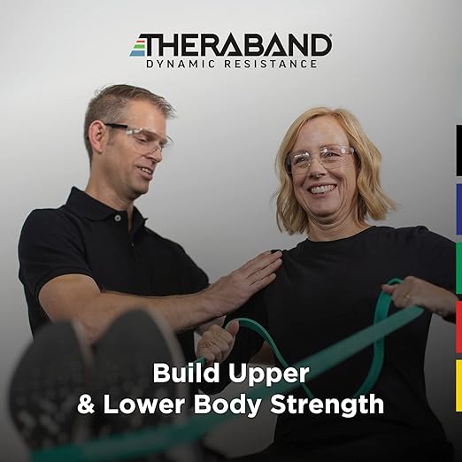 THERABAND High Resistance Band, Elastic Super Bands for Improving Flexibility, Injury Rehab, & Full Body Workouts, Heavy Duty Stretch Bands for Powerlifting, Light, Red, 15 lbs. Resistance