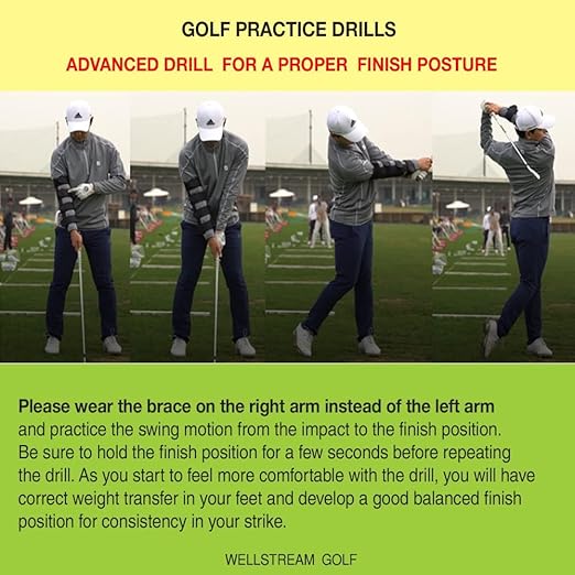 U.S. Patented Weighted Elbow Brace - Shoulder Turn & Straight Arm Golf Swing Trainer Increasing Moment of Inertia Force (Rigid, 2 lb)