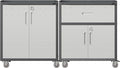 Metal Tool Cabinet,Garage Storage Cabinet System,Wall Cabinet & Locking Rolling Tool Cabinet with Doors and Adjustable Shelves,Steel Tool Cabinets for Home (2 Pcs-StyleB, Black & Grey)