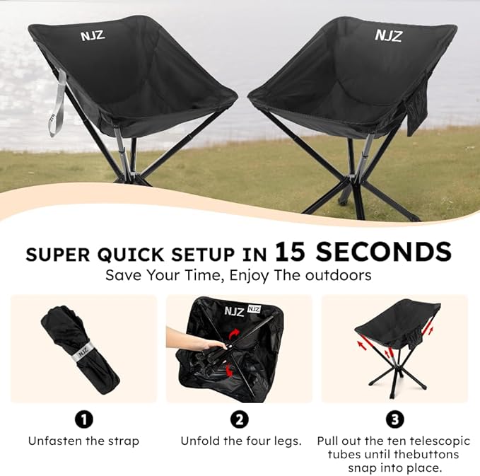 Lightweight Folding Camping Chair — Compact & Portable Design, Easy Setup Collapsible Chair for Hiking, Beach, Camping & Outdoor Relaxation