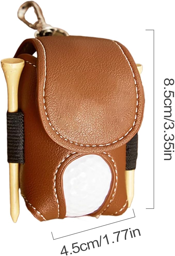 Leather Golf Ball Holder - Golf Ball Storage Pocket, Tee Bag with Sturdy Leather, Convenient and Tee Carry Pouch, Accessories Organizer for Course or Practice, Portable Pocket
