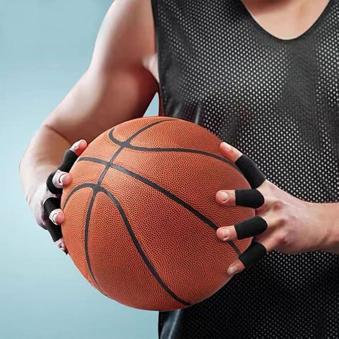 20 PCS Finger Sleeves Protectors, Sport Finger Sleeves Thumb Brace Support Finger Brace Elastic Thumb Sleeves for Relieving Pain Arthritis Trigger Finger (Black Grey)