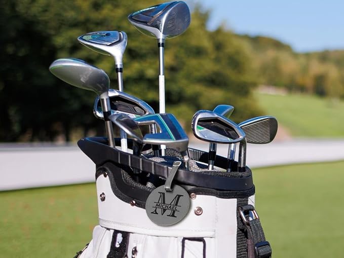 CFuniq® Engraved Leather Golf Bag Tag Gift with Golf Tees, Personalized Golf Tee Holder, Custom Golf Accessories, Groomsmen Gifts, Golf Gift for Men Women