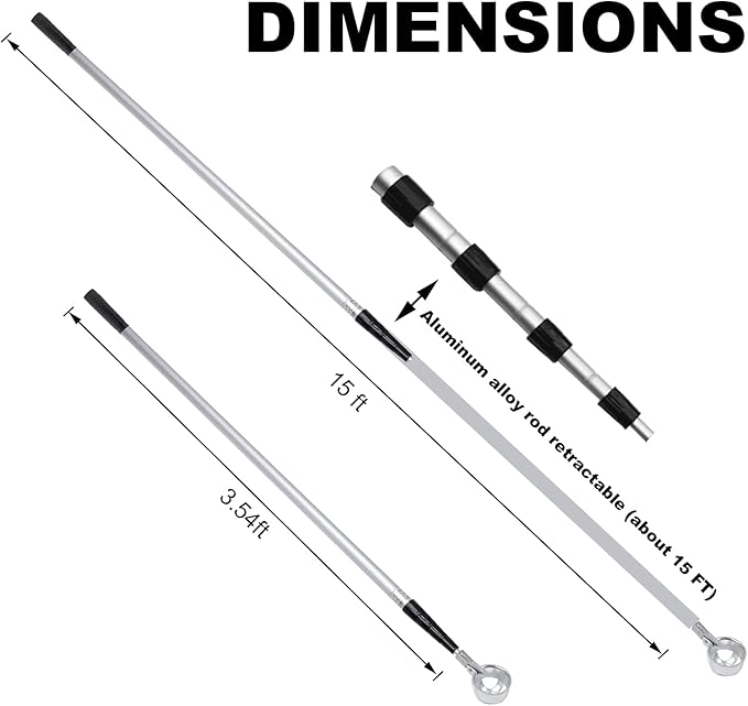 HOW TRUE Golf Ball Retriever, 15ft 18ft Aluminum Alloy Golf Ball Retriever for Water Telescopic Golf Ball Picker Upper, Golf Accessories for Men