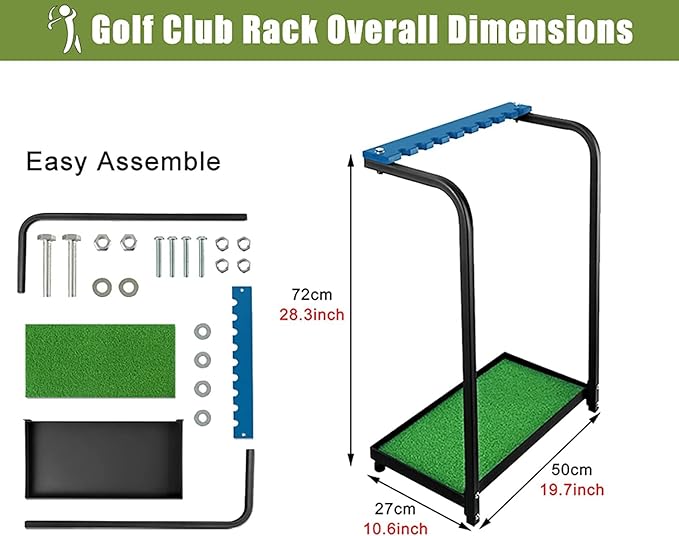 Katzowen Floor Corner Golf Club Storage Rack, Metal 9-Clubs Display Stand for Garage, Simulator Room, Golf Store & Practice Network