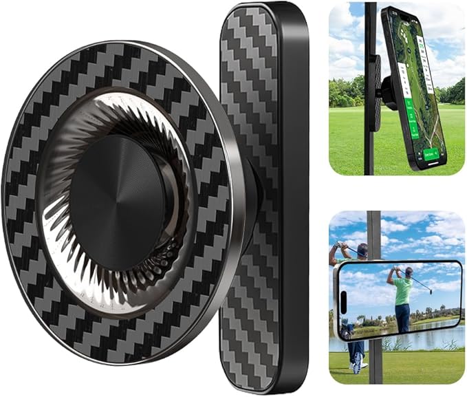 Magnetic Golf Cart Phone Holder Mount - Universal Compatible with MagSafe iPhone 17/16/15/14/13/12, N52 Super Strong Magnet (lron Gray)