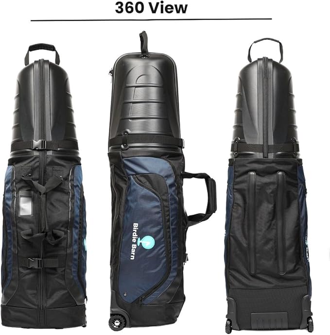Golf Travel Bags for Airlines - 2-Sided Ample Storage, Durable, Water-Resistant Luggage with Reinforced Wheels and Hard Case Top for Safe Club Transport