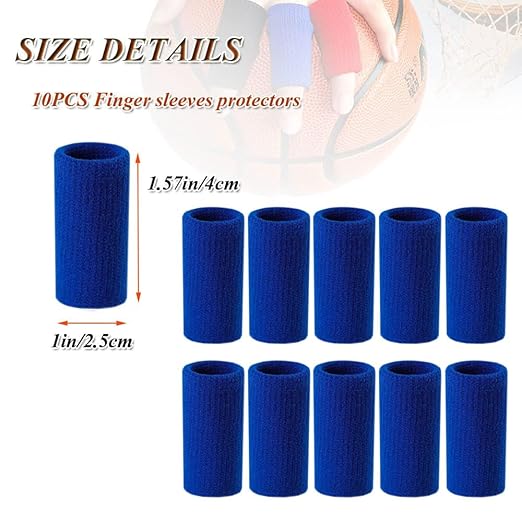 Finger Sleeves Protectors, 10Pcs Sport Finger Sleeves Elastic Thumb Brace Support for Basketball Golf Premium Fingers Sleeve for Arthritis Perfect for Relieving Pain (10pcs blue set)