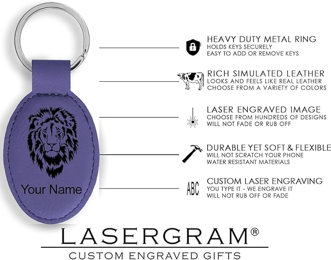 LaserGram Oval Keychain, Golfer Golfing, Personalized Engraving Included (Dark Purple)