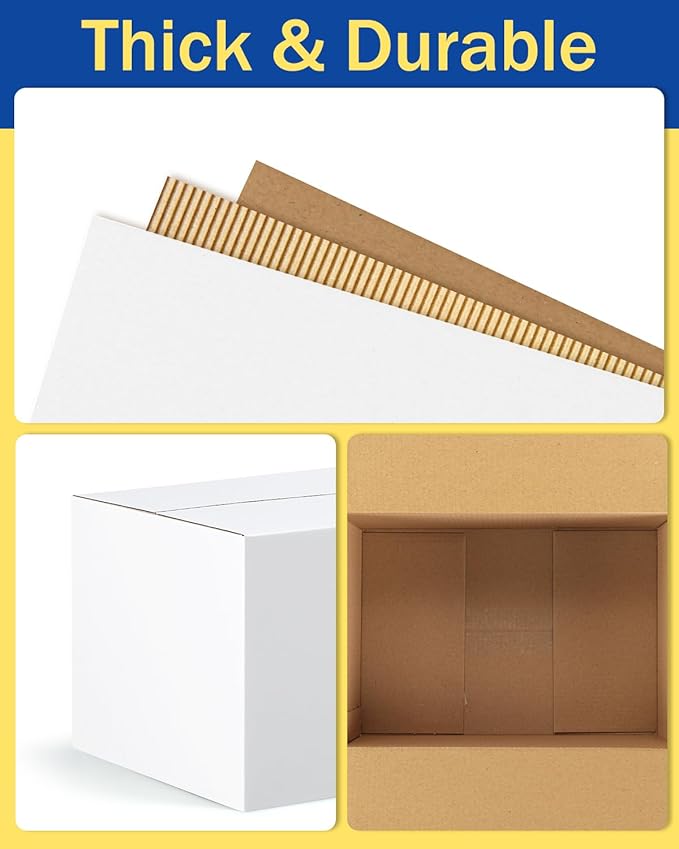 Assorted-Sizes-Shipping-Boxes-45-Pack: 6x6x6 & 8x6x6 & 11x6x6 Small-Shipping-Boxes-Mailers, White Corrugated-Cardboard-Boxes-for-Packing-Small-Business Mailing