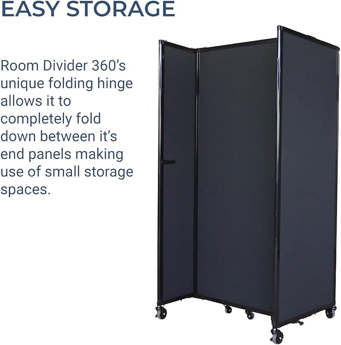 Versare Room Divider 360 Portable Wall Partition | Folding Panels | Large Freestanding Divider | Locking Wheels | Temporary Room Separator | 25' x 7'6'', Mocha