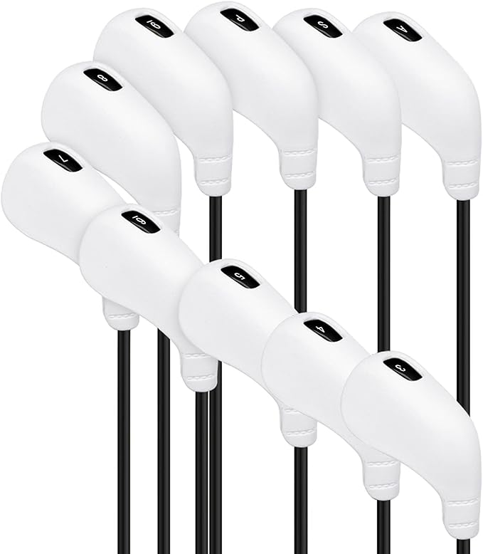 PGM Golf Club Covers, 10pcs Protective Washable Golf Iron Head Covers Set with Number Opening, Easy On and Off, Fits Right Handed Brands