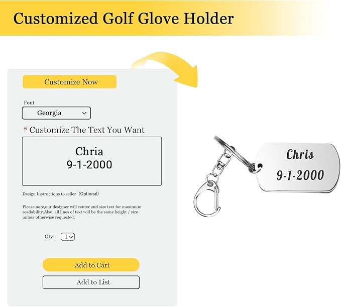 Personalized Custom Golf Gloves Stretcher Support with Engraved Pendant