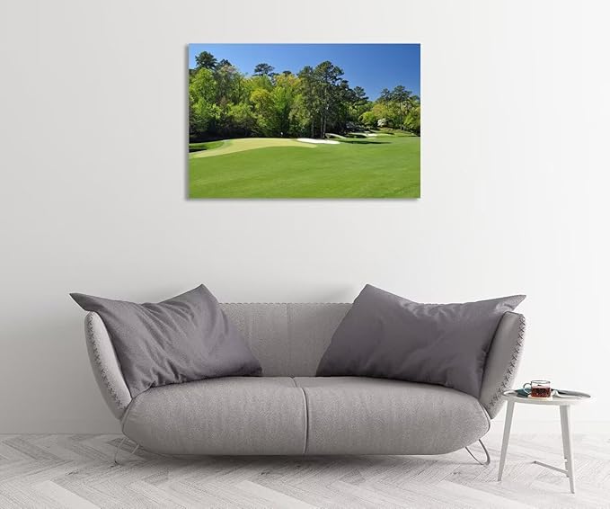 chenchenArt Augusta National Wall Art - Augusta Golf Course Wall Art for Living Room Bedroom Bathroom - Augusta Golf Course Picture Poster Canvas Prints Framed Ready to Hang(28''H x 44''W)