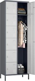 METAN Metal Locker for School Office Gym Bedroom, 8 Doors Steel Storage Locker Cabinet for Employees, Industrial Storage Locker, Assembly Required (Gray White)