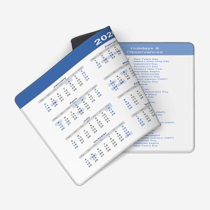 2026 Calendar Mouse Pad Large, Calendar with Holiday Large Big Gaming Mouse Pad Desk Pad, Mousepad with Non-Slip Rubber Base, Extended XXL Mouse Mat for Computer Laptop Office Accessories