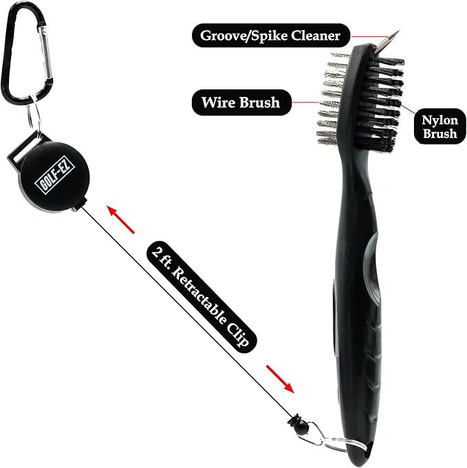 Golf Essentials Kit | Must Have Golf Accessories - Golf Water Brush, Golf Towel, Golf Club Brush, Golf Ball Marker, Divot Repair Tool, Golf Ball & Golf Tee Holder, Golf Gifts for Men