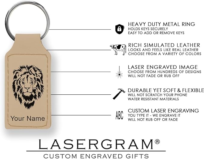 LaserGram Rectangle Keychain, Coat of Arms Germany, Personalized Engraving Included (Beige)