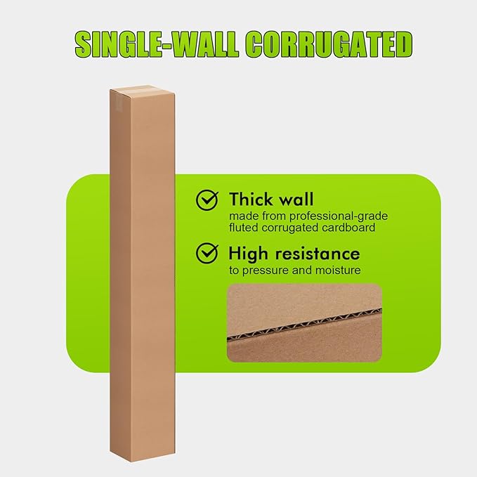 6x6x48 Inch Tall Corrugated Cardboard Boxes 5 Pack, 6"L x 6"W x 48"H Golf Club Shipping Boxes - Shipping, Moving, Packaging, Mailing, Storage Box for Home or Business