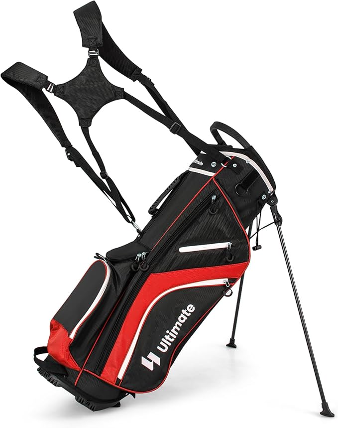 KOTEK Golf Stand Bag, 14 Way Top Divider Golf Club Bag with Cooler, 6 Zippered Pockets, Rain Hood & Adjustable Dual Shoulder Straps, Lightweight Golf Bag for Men Women