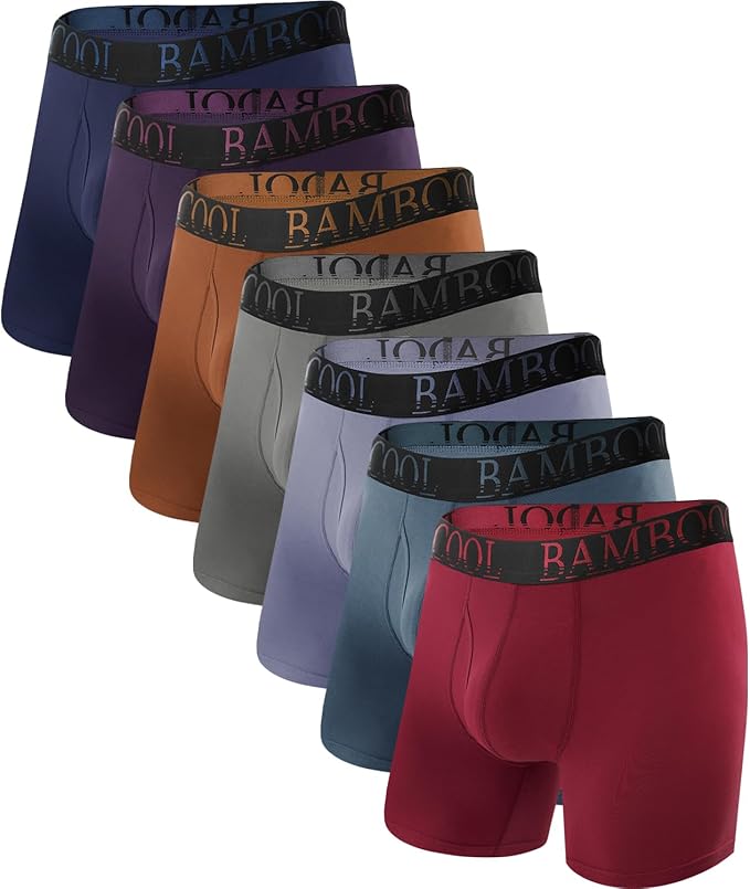 BAMBOO COOL Men's Ultra ComfortSoft Underwear, Moisture Wicking & Breathable No Ride Up Boxer Briefs with Fly, Multipack