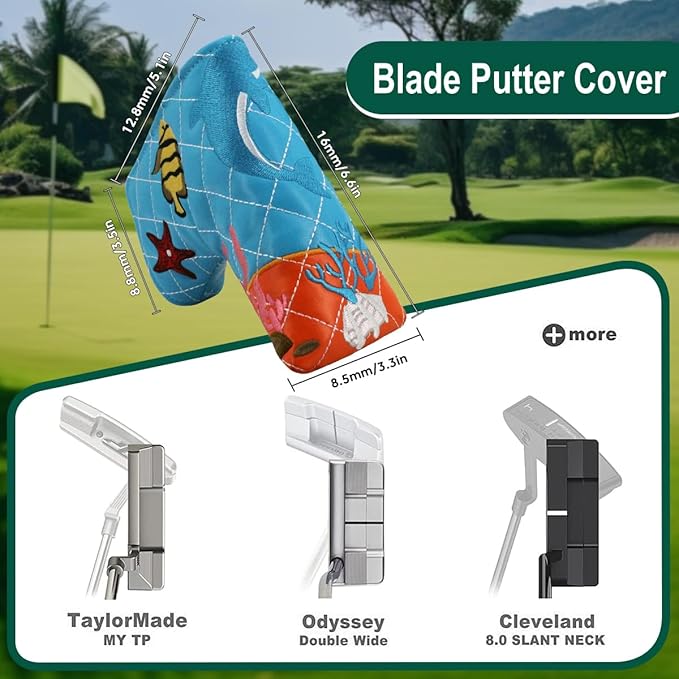 Golf Head Covers Blade Putter Cover Headcover Magnetic Closure Embroidered Fit for Most Brands Scotty Cameron Odyssey Blade Taylormade Ping ect.
